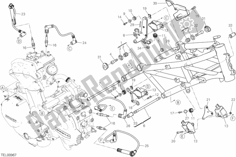 Todas as partes de Quadro, Armação do Ducati Multistrada 1200 Enduro Touring 2017